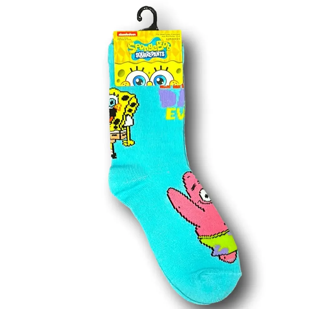Kids Sponge Bob Square Pants & Patrick Funny Novelty Crew Socks - NWT